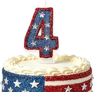 Red Blue Sequin Birthday Number 4 Candles for Cake Topper Party Decorations