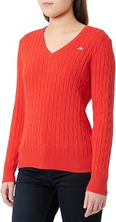 GANT Women's V Neck Cotton Stretch Sweater