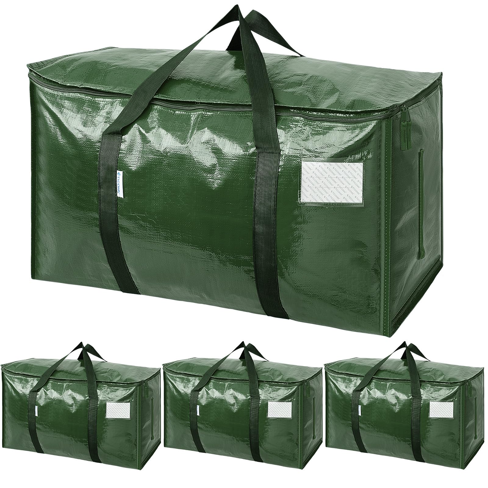 TICONN 4 Pack Extra Large Moving Bags Heavy Duty with Zippers & Carrying Handles