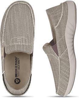 Mens Slip On Shoes, Canvas Mens Loafers with Arch Support & Soft Lining