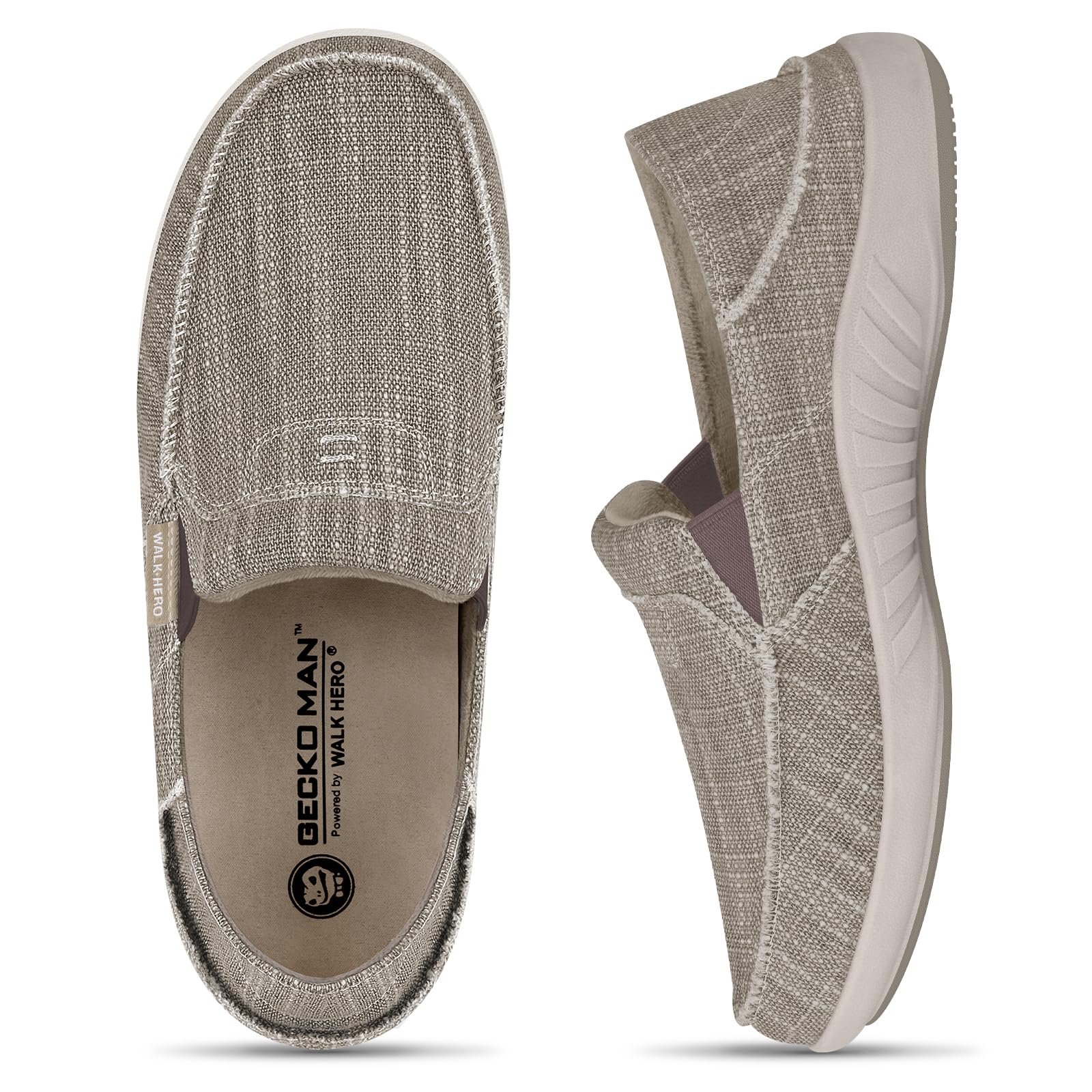 Mens Slip On Shoes, Canvas Mens Loafers with Arch Support & Soft Lining