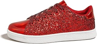 LUCKY STEP Lace Up Glitter Sneakers | Fashion Sneakers | Women's Sparkly Shoes