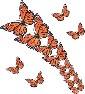 Monarch Butterfly Decorations, dia de los muertos Decorations, 3 Sizes 3D Day of the Dead Artificial Monarch Butterflies Decor Halloween Butterfly Wall Decal for Craft Home Wedding Thanksgiving, 12Pcs