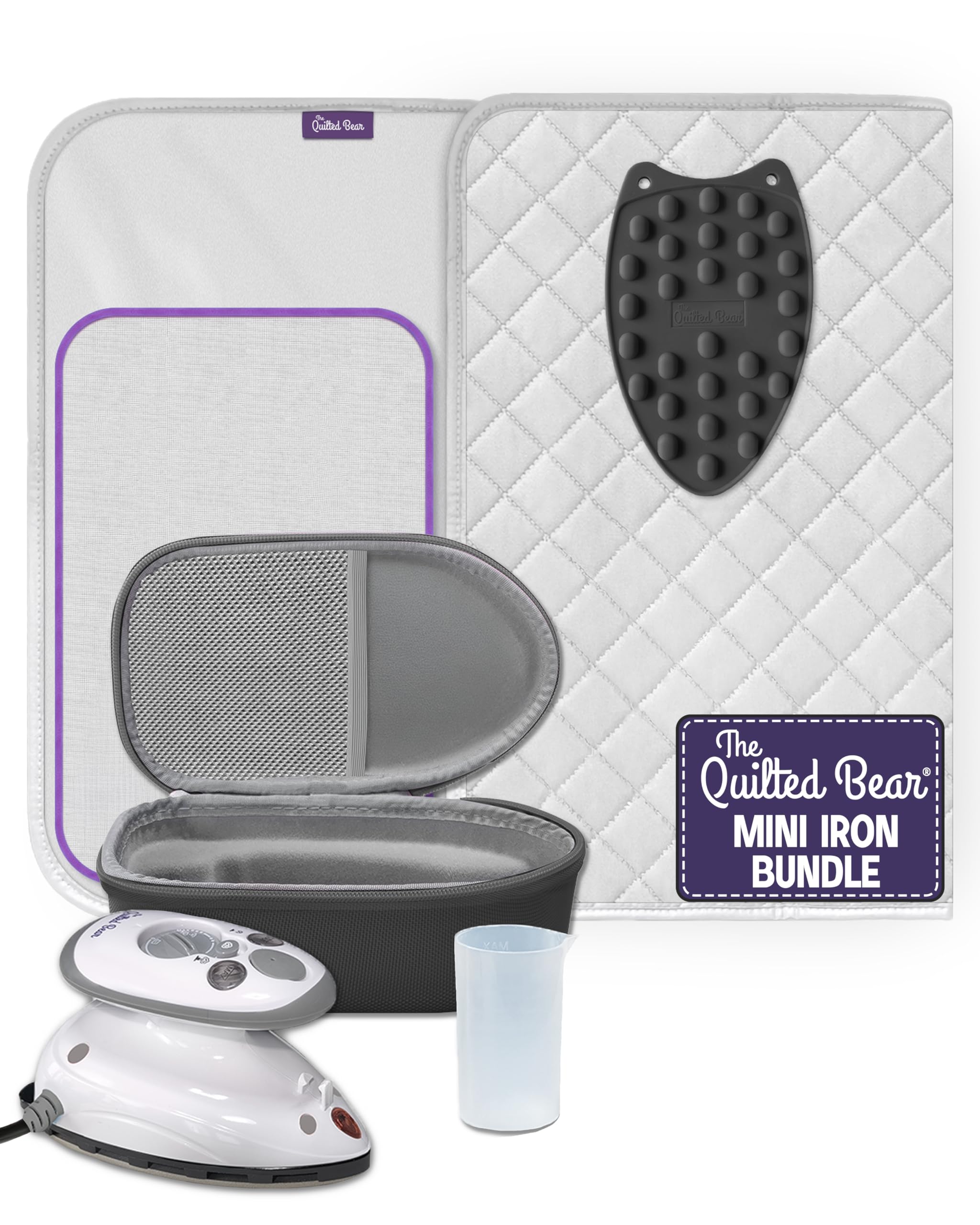 The Quilted Bear Premium Mini Iron and Portable Ironing Mat Bundle, Black | Smal