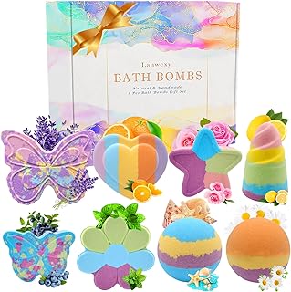 Bath Bombs,Lanwexy 8 Large Bath Bombs Set for Women Organic Natural Handmade Aroma Pure Essential Oil Bubble Bath Balls Fragrant Spa to Moisturize Dry Skin Birthday Day Valentine's Day Gift(Butterfly)
