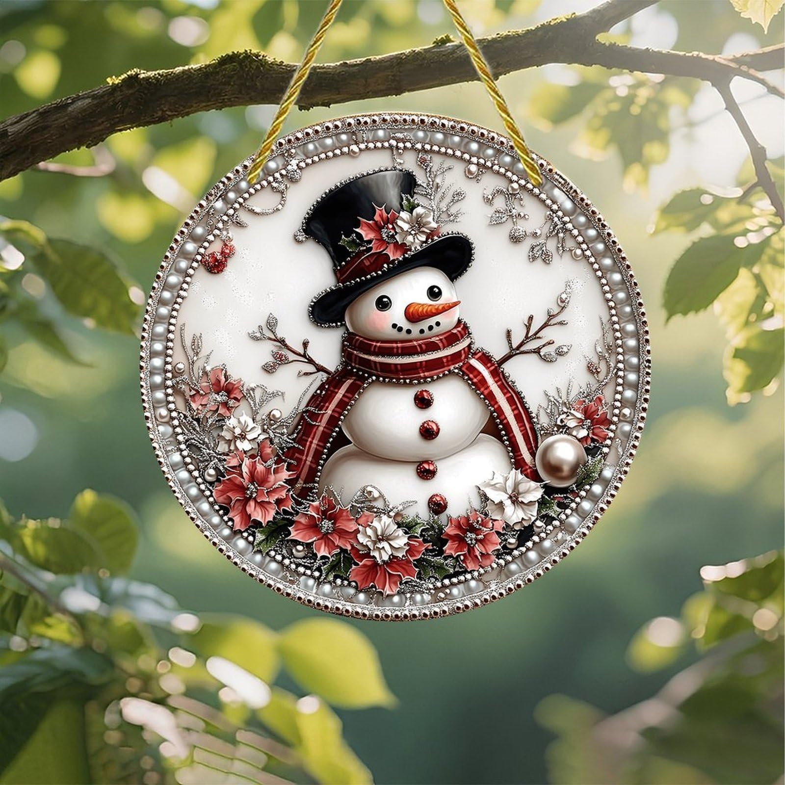 Colorful Acrylic Suncatcher Christmas Ornament Snowman 7 Inch Wall Art Decoratio