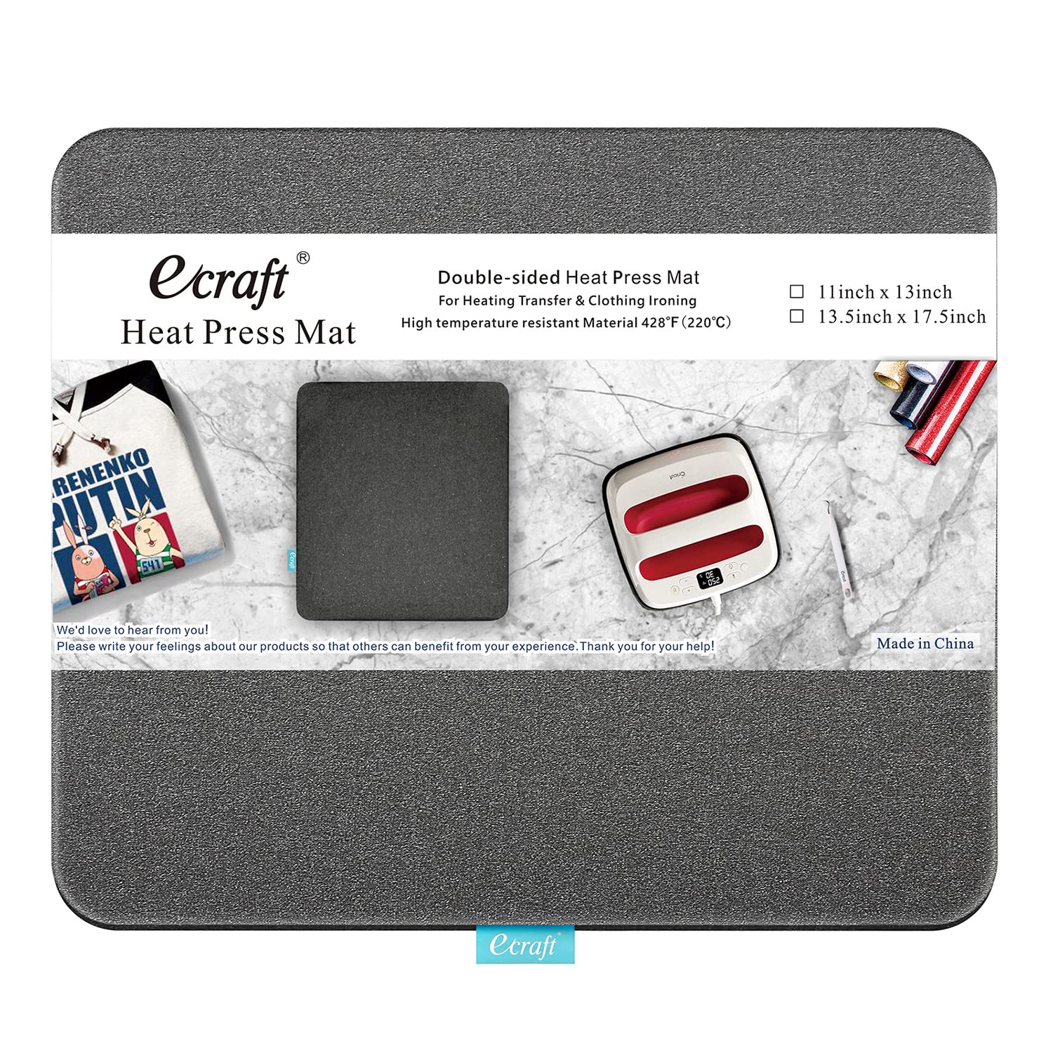 Heat Press Mat for Cricut Easypress: Ecraft (11 x 13 inch) Double-Sided Heating 