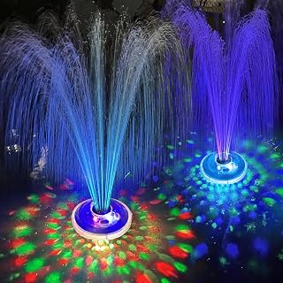 LanPool Floating Fountain with Underwater Lights, Rechargeable Battery Powered Water Pump, 2 Modes Sprinkler Waterfall for Inground Above Ground Pool, Pond - 1PC