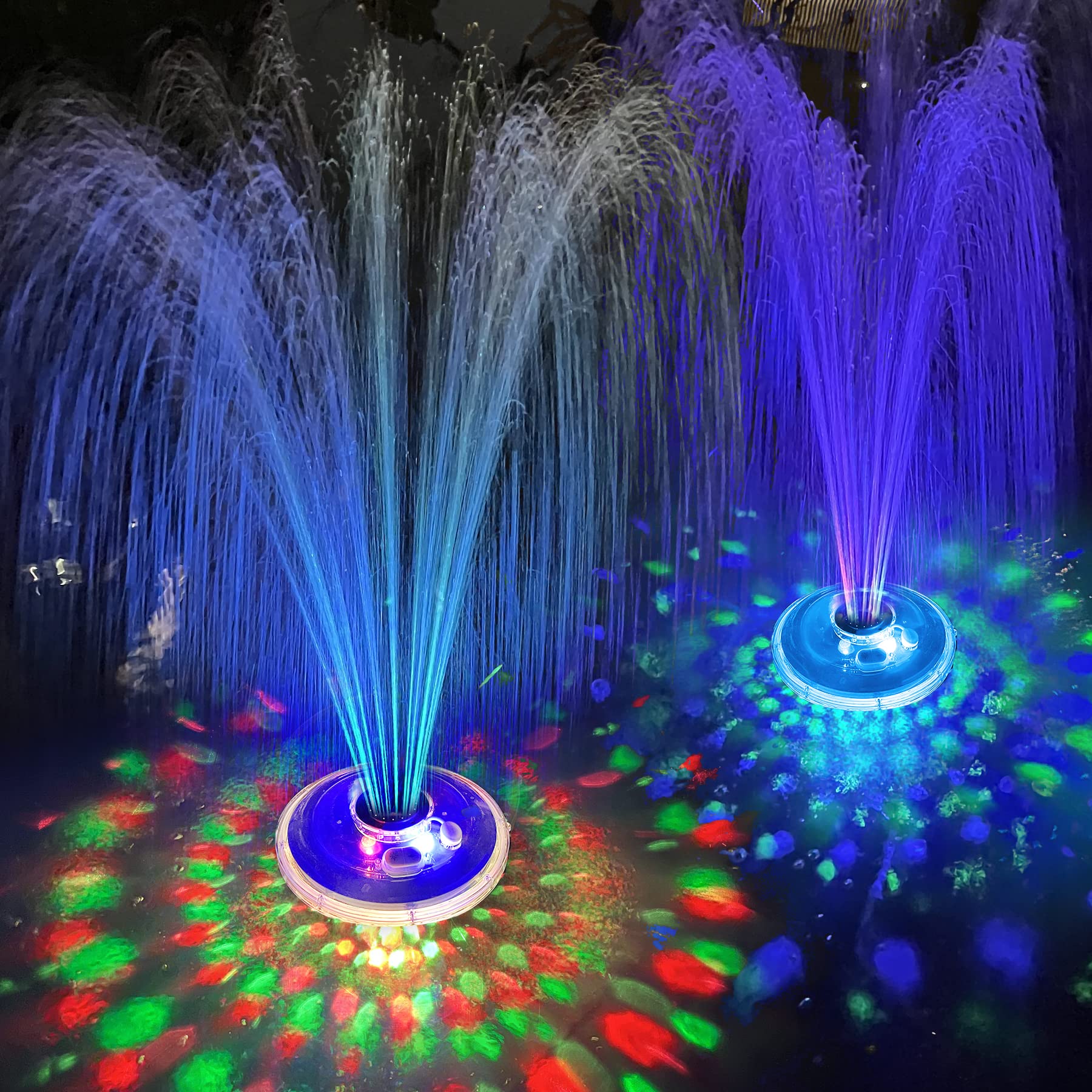 LanPool Floating Fountain with Underwater Lights, Rechargeable Battery Powered W