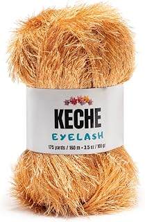 Eyelash Fun Fur Yarn - Premium Soft Crochet Yarn DIY Hand Knitting 100% Polyester 175 Yds 3.53 Oz - Camel