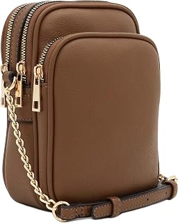 FashionPuzzle Multi Pocket PU Leather Casual Crossbody Bag with Adjustable Strap (Dark Taupe)