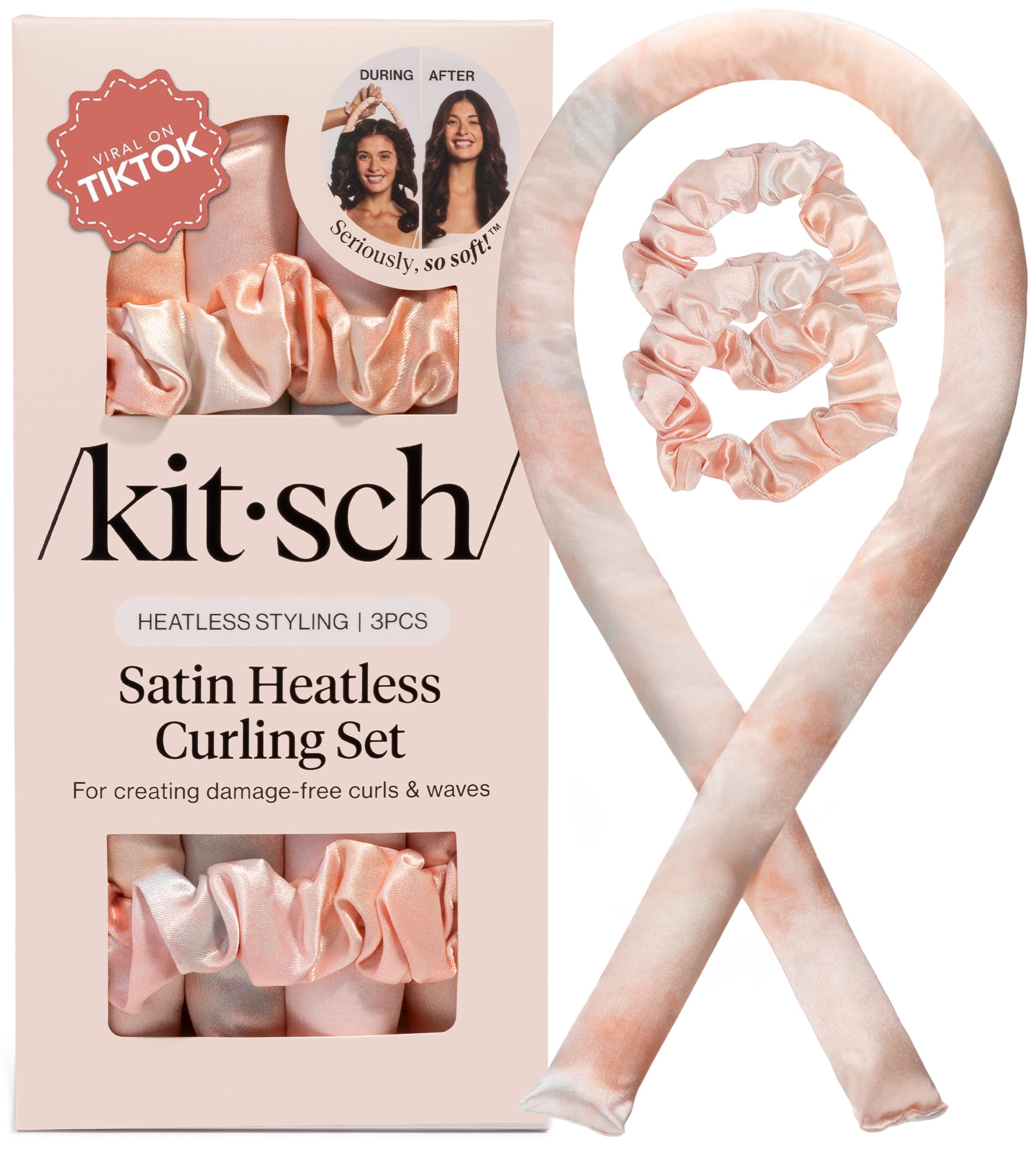 Kitsch Satin Heatless Curls Overnight Set - Sunset Tie Dye | No Heat Damage Over