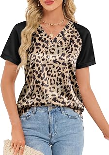 Funlingo Womens Silk Satin Tops Summer Color Block Short Sleeve Blouses V Neck Graphic T Shirts Trendy Vacations Outfits 2026