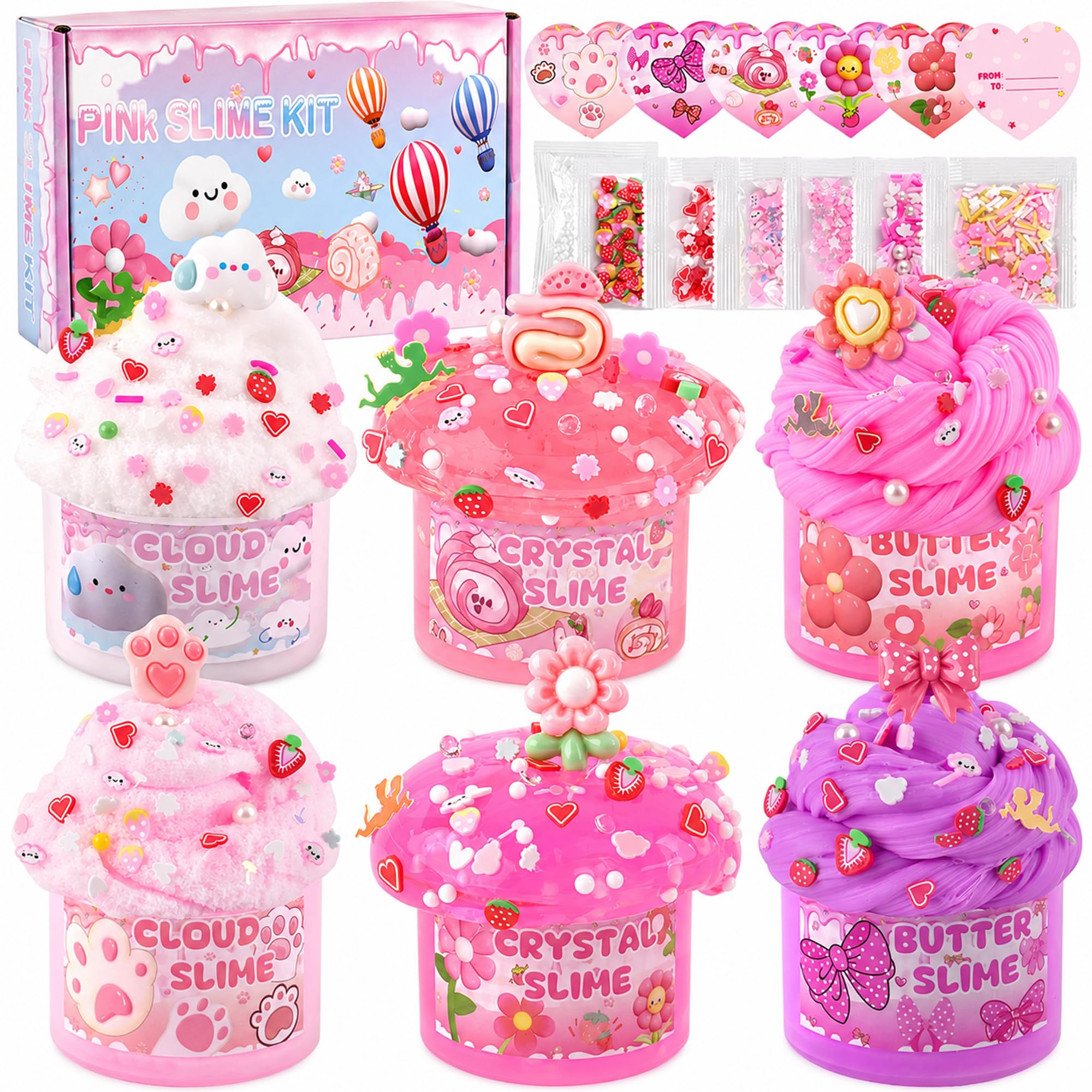 6-Pack Pink Slime Kit for Girls, Cloud Butter Squishy Birthday Gift Set | Party 