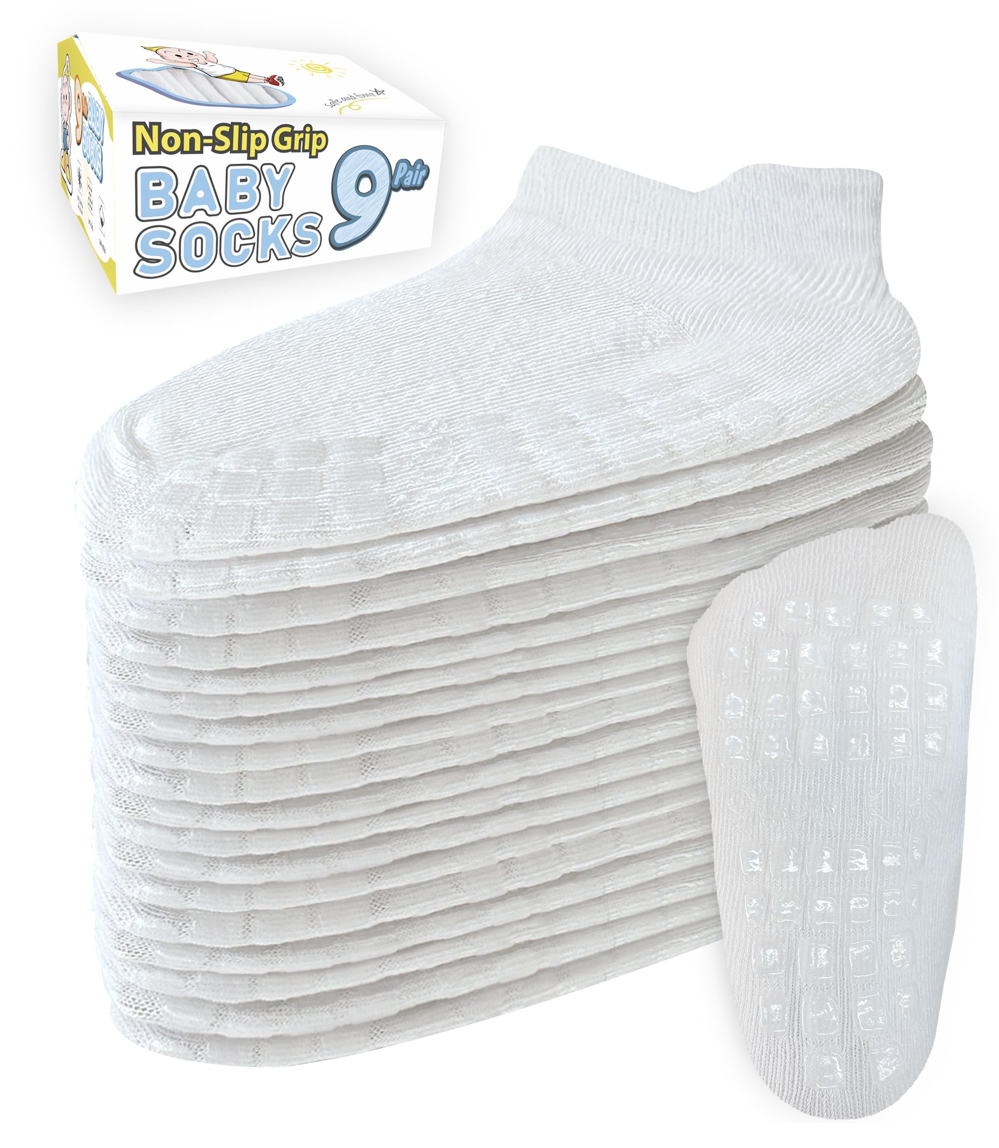 Simply Kids Toddler Socks with Grippers (9 Pair) for 0 Months - 7 Years Old I An