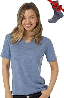 Merino.tech Camiseta Manga Corta Lana Merino Mujer - 100% Lana Merino + Calcetines