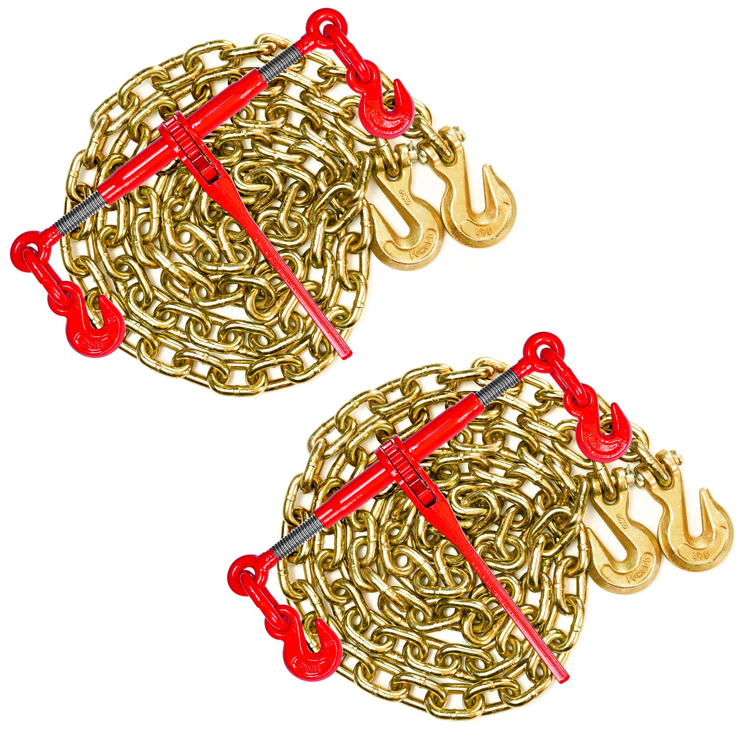 Digank Chain Binder 3/8" -1/2" Grade 70 and 3/8"×10ft Chains | Includes (2) Bind
