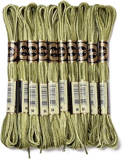 10 Skeins Taupe Olive Embroidery Thread 0.5mm 6 Strands Polyester Cross Stitch Gradient Segment Dyed Thread for Crafts Hand Sewing Knitting Jewelry DIY