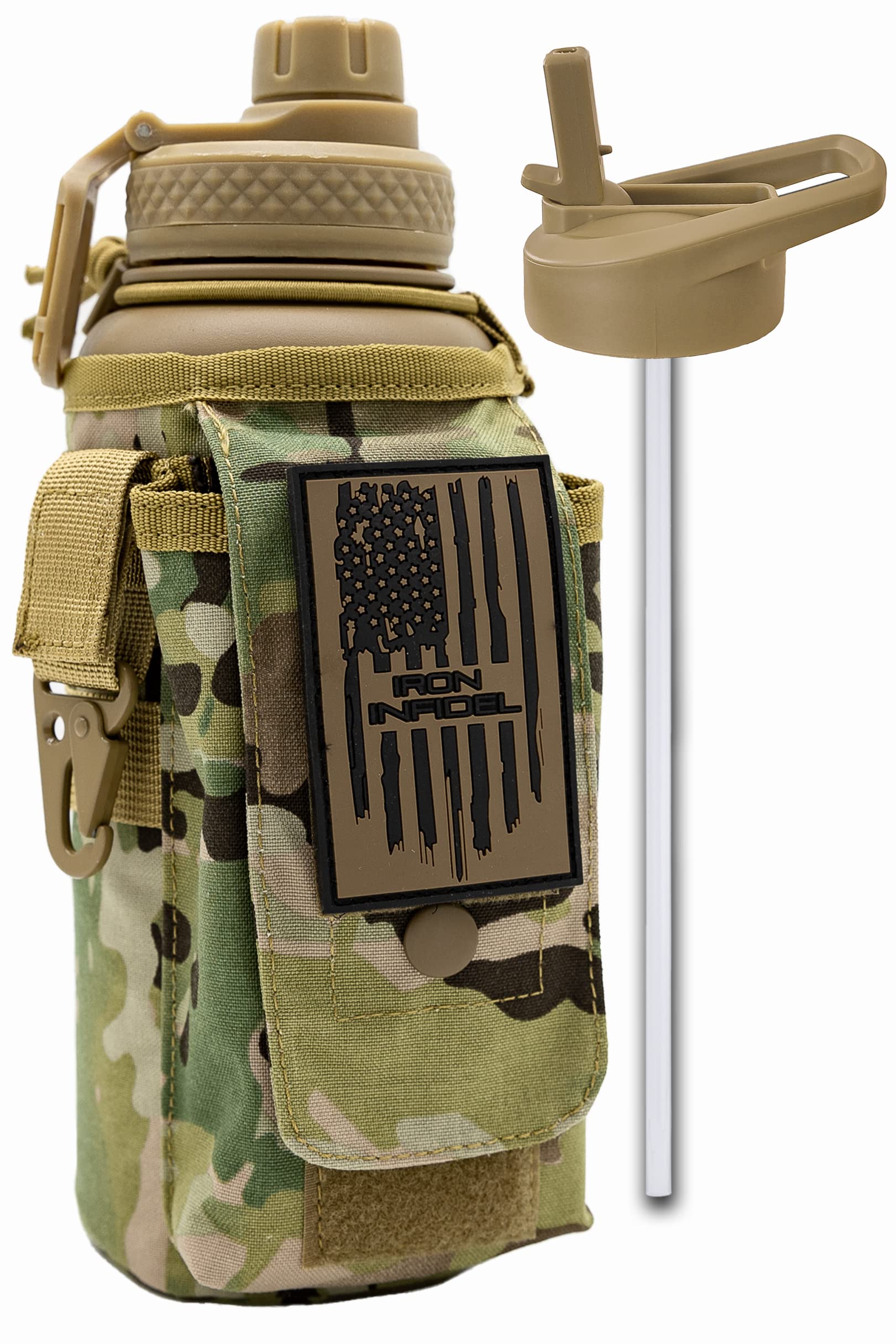 Iron Infidel Battle Bottle - 32 Oz Insulated Water Bottle with Straw Lid & Chug 