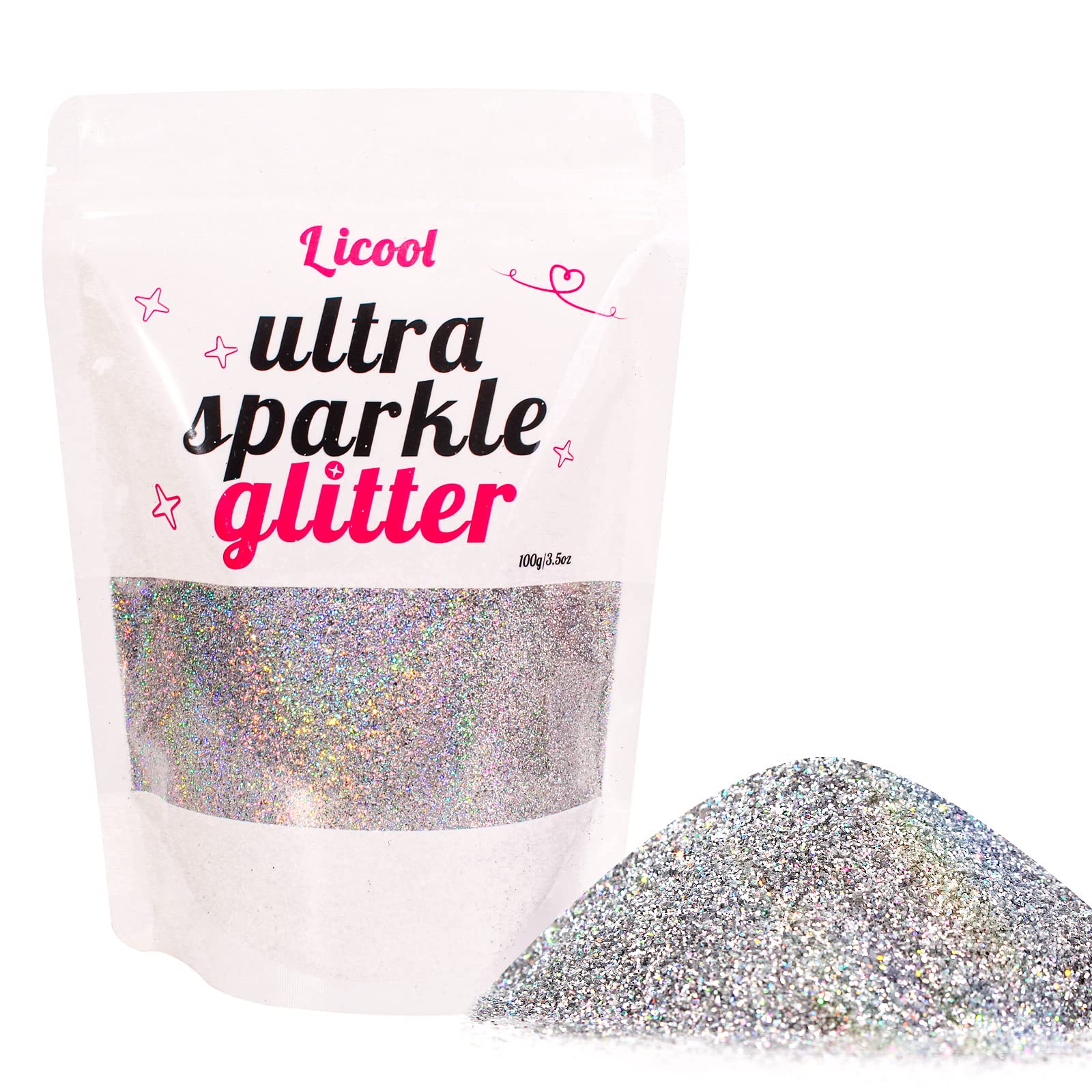 100g Holographic Ultra Fine Glitter, Sparkle Makeup Glitter, Extra Fine Craft Gl