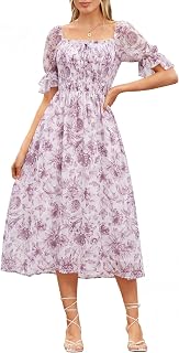 Scarlet Darkness Cottagecore Floral Dress Women Summer Midi Dresses