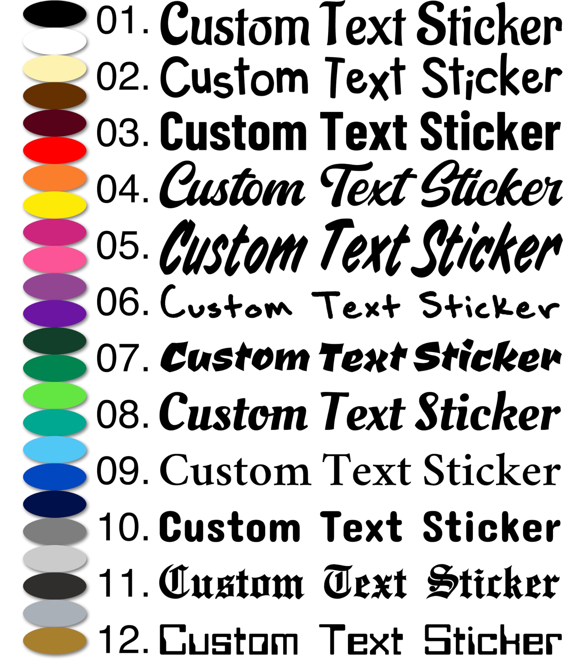 Personalised Custom Vinyl Stickers | Waterproof Car Van Bumper Window Funny Name