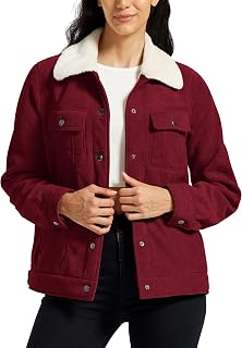 MoFiz Women Winter Fleece Jacket Fashion Button Down Casual Corduroy Jacket