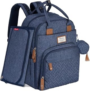 RUVALINO Baby Diaper Bag Backpack with Changing Pad, Baby Shower Gifts | Baby Essentials, Waterproof Travel Baby Bags for Mom Dad Girl Boy, Insulated Bottle Holders, Pacifier Case, Large Capacity