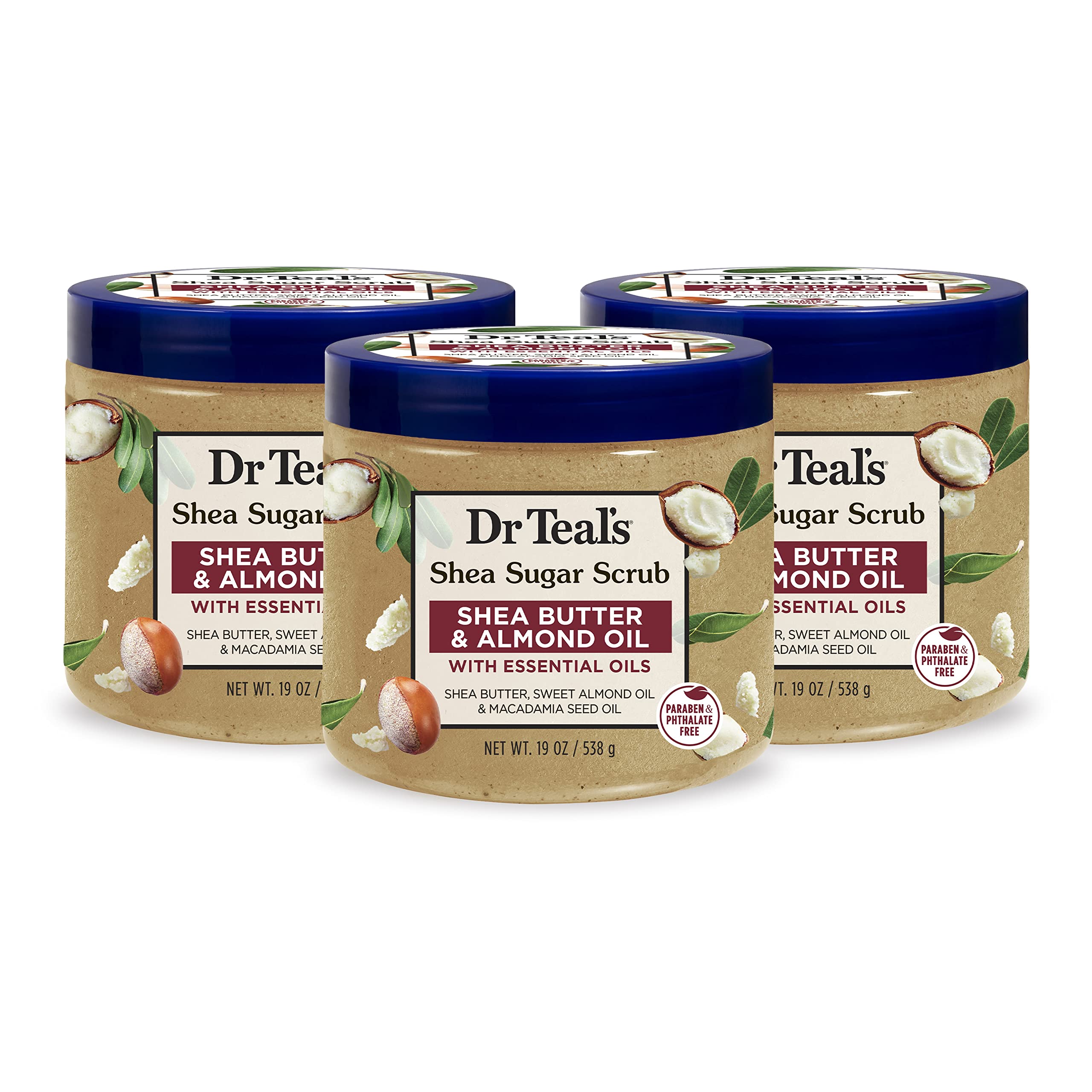 Dr Teal's Shea Sugar Body Scrub, Shea Butter with Almond Oil & Essential Oils, 1