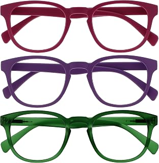 OPULIZE Pop Pack 3 Retro Round Smooth Matte Pink Purple Green Men Women Reading Glasses Hinges Spring RRR2-456+2.00