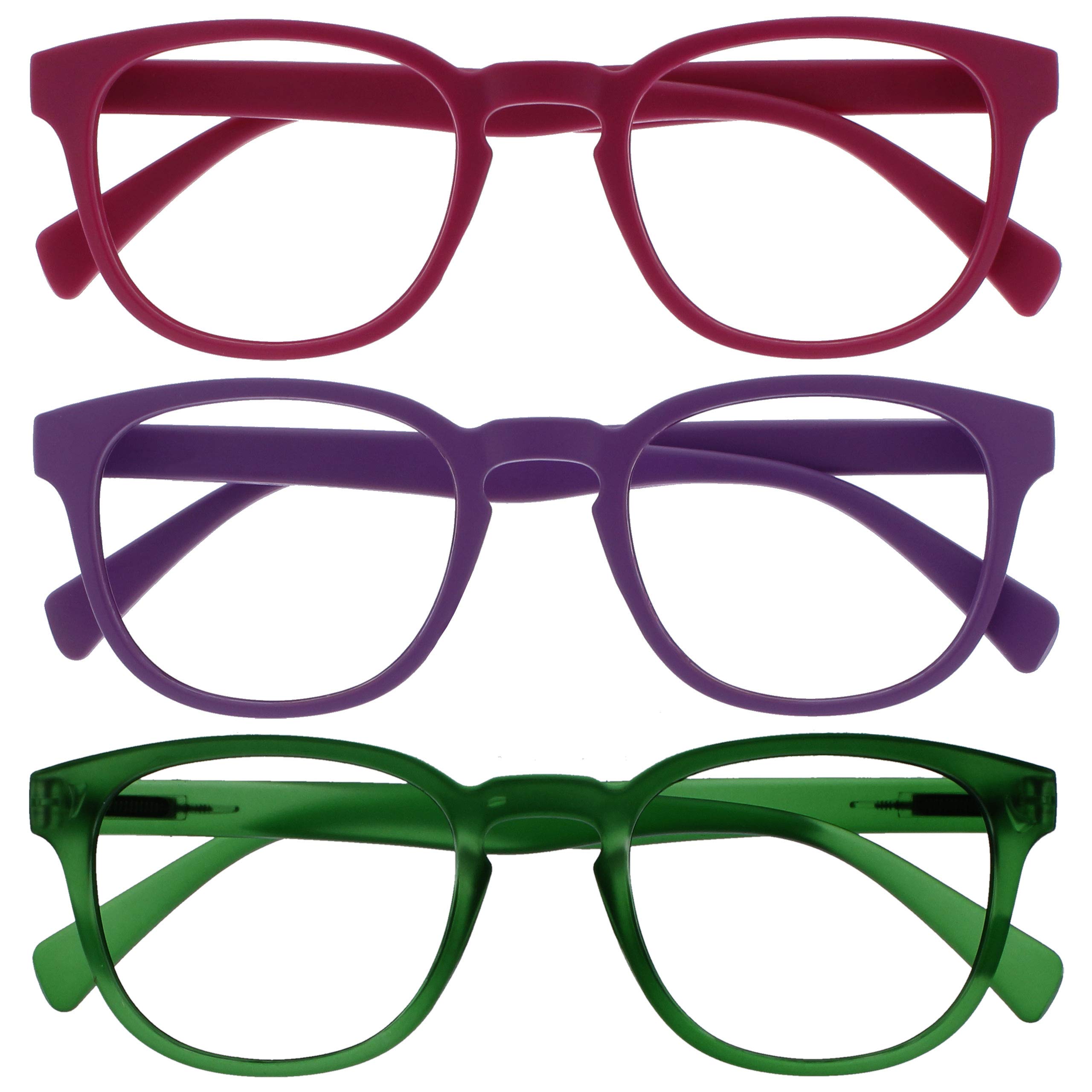 OPULIZE Pop Pack 3 Retro Round Smooth Matte Pink Purple Green Men Women Reading 