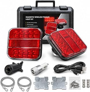 OOGKA Wireless Trailer Lights Magnetic, LED Tow Light Kit | 7/4-Pin Plug | 30s Magnetic Mount | w/USB-C 10H Runtime | 100FT Signal | IP67 Waterproof | Cross-State Towing