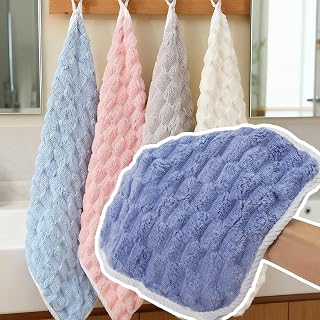 2 Pieces Coral Fleece Velvet Hand Towels Soft Thick Absorbent Quick Dry Home Use Bath Face Towel Car Cleaning Cloth (2 Pack, Pink)