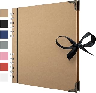 Bstorify Scrapbook Album 60 Pages (8 x 8 Inch) Brown Scrap Book | Hardcover with Corner Protectors, Memory Book with Thick Kraft Paper Ideal for Your Scrapbooking Albums, Art & Craft Projects