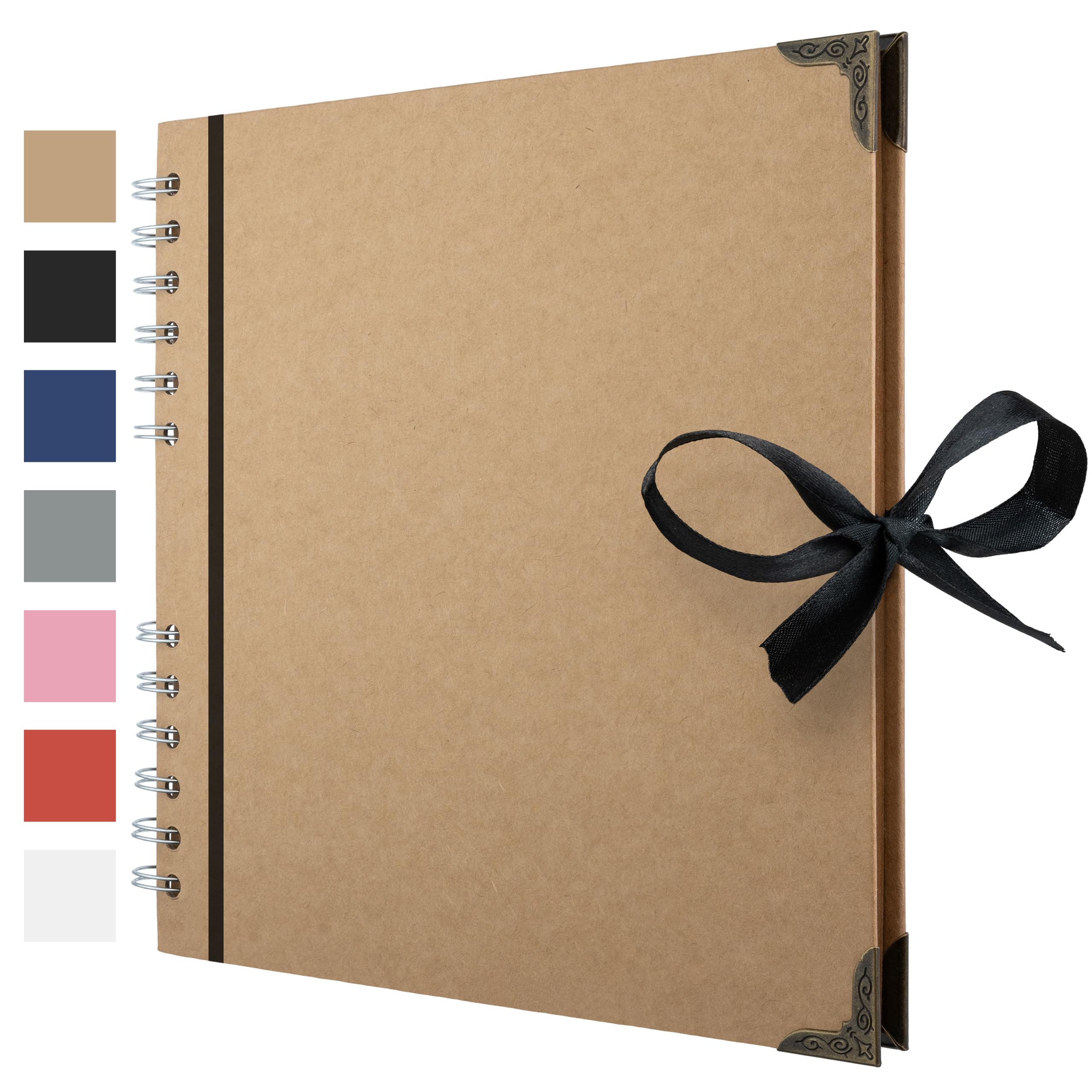 Bstorify Scrapbook Photo Albums 60 Pages (21 x 21 cm) Brown | Thick Kraft Paper 