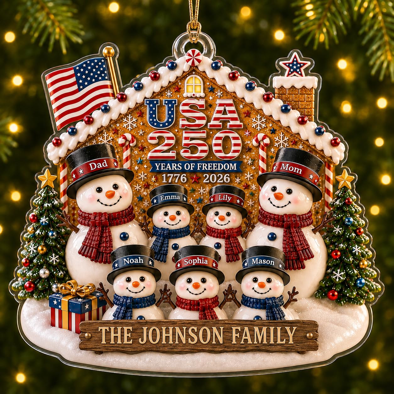 Personalized Christmas Ornaments 2026 Family of 2/3/4/5/6/7/8/9 Custom Snowman O