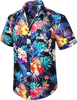 Men's Hawaiian Shirts Short Sleeve Casual Floral Button Down Tropical Shirt Summer Holiday Beach Aloha Hawaii Shirt