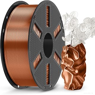 3D Printer Silk Filament, JAYO 1.1KG Silk PLA Filament 1.75mm, Dimensional Accuracy +/- 0.02mm, Smooth Silky Shiny Surface, Cardboard 3D Printing Spool, Fit for FDM 3D Printers, Silk Red Copper 1.1KG