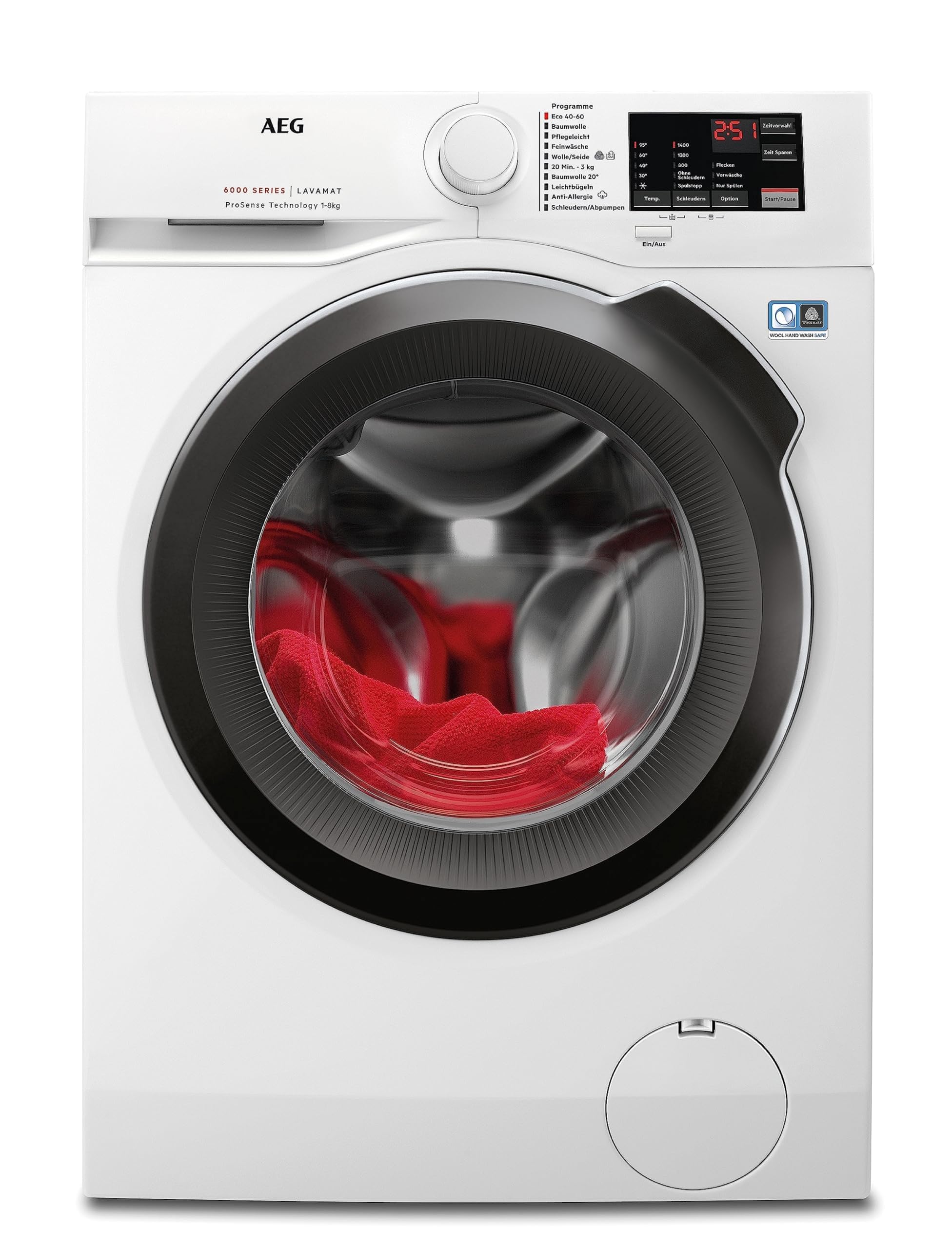 AEG L6AMZ48FL​ Washing Machine, Series 6000 with ProSense, Automatic Volume, 8.0