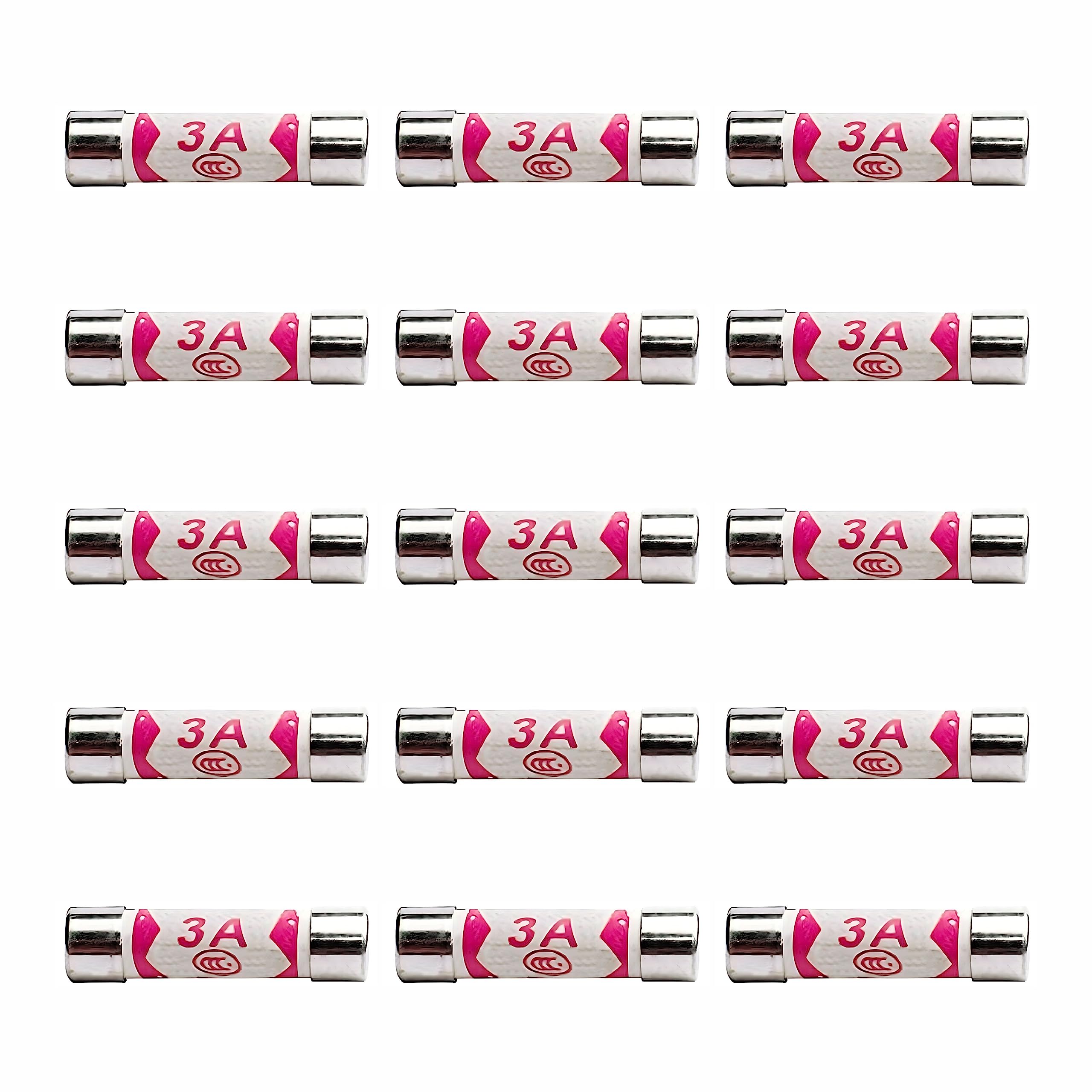 15 x Fuses 3A, 3 Amp Fuse UK 240V/250V pack of 15 of 3A Fuse BS1362 Fuses
