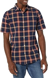 Amazon Essentials Men's Stretch Poplin Shirt, Short Sleeve (Available in Plus Sizes)