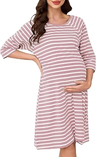 Vlazom Women 3 in 1 Cotton Nursing/Delivery/Labor/Maternity Nightgown S-XXL | Half Sleeve Breastfeeding Sleep Dress Hospital Gown Sleepwear with Buttons