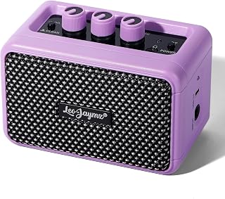 Leo Jaymz Mini Guitar Amplifier - 5W Dual Speaker BT Wireless Guitar Amp， Rechargeable Battery, Clean/Overdrive Modes, Headphone Jack,Ideal for Practice & Performance (Purple)