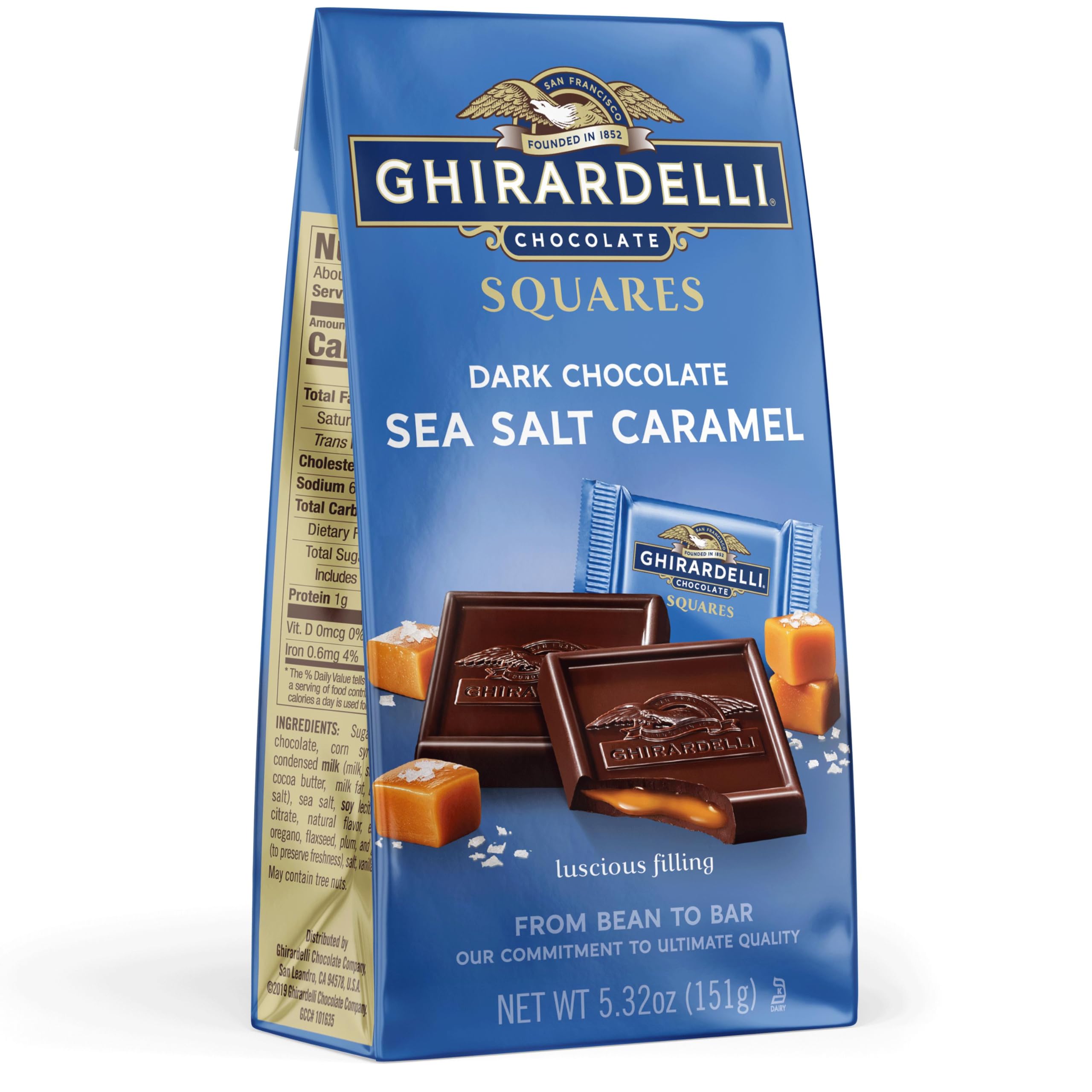 GHIRARDELLI Sea Salt and Caramel Dark Chocolate Squares, 151-Gram Bag