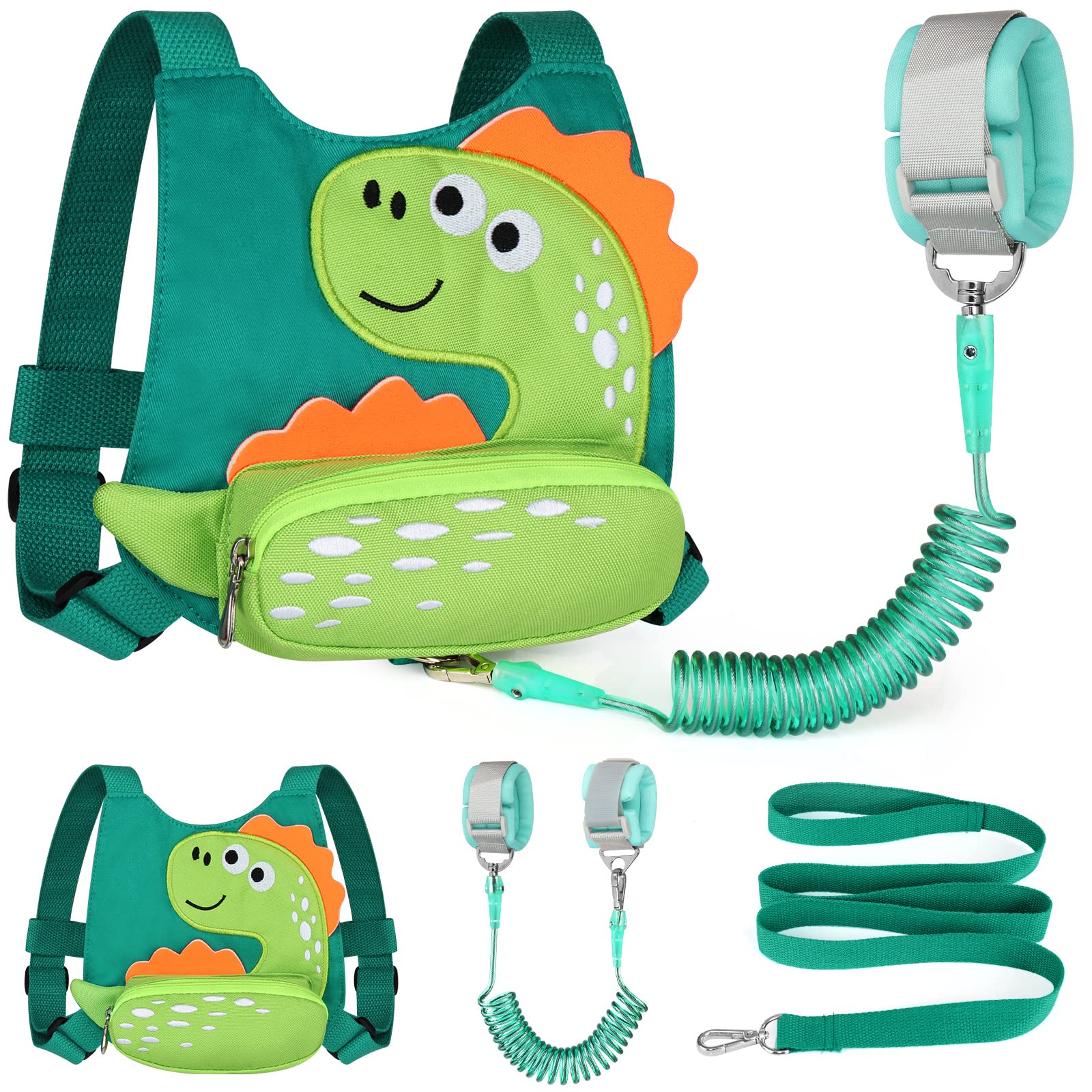 Toddler Harness Leash with Anti Lost Wrist Link, Accmor Cute Dinosaur Kids Harne