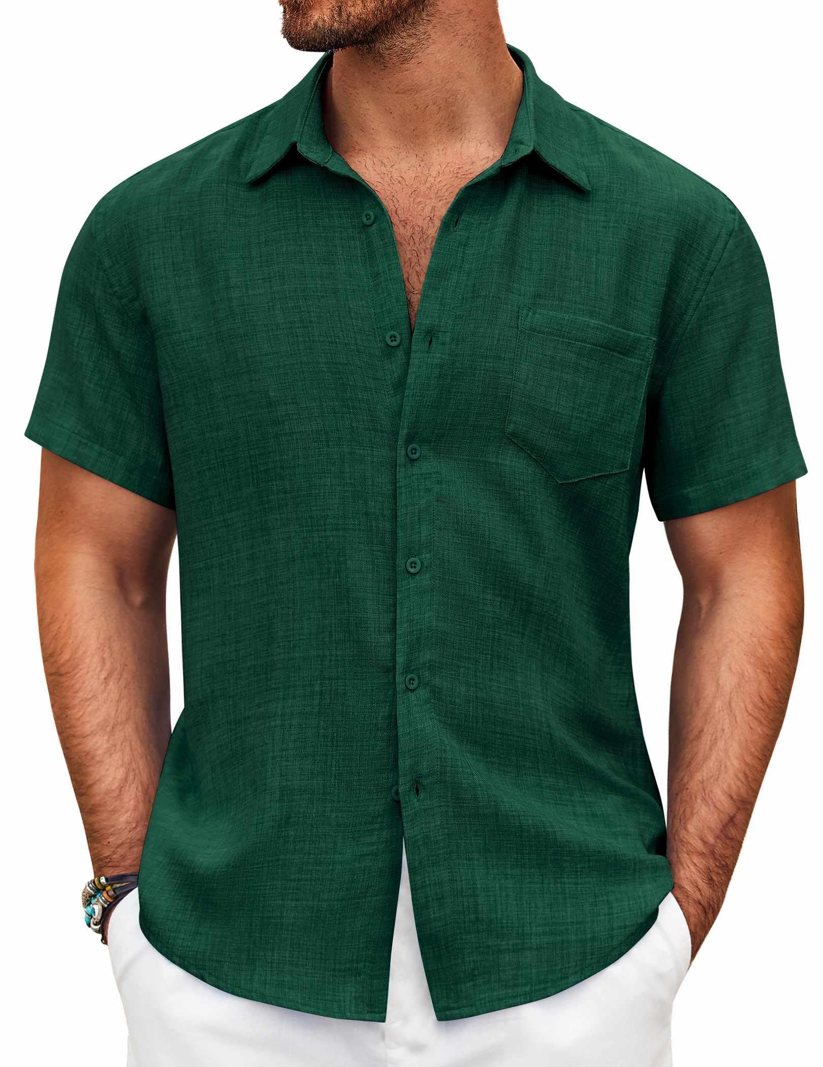 COOFANDY Men's Short Sleeve Button Down Shirt Casual Summer Beach Shirt with Poc