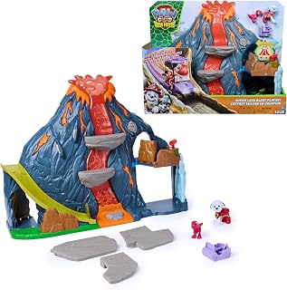 Paw Patrol: The Dino Movie, Super Lava Blast Volcano Playset with Lights and Sounds, Marshall and Rhubarb Action Figures, Preschool Toys for Boys and Girls Ages 3+