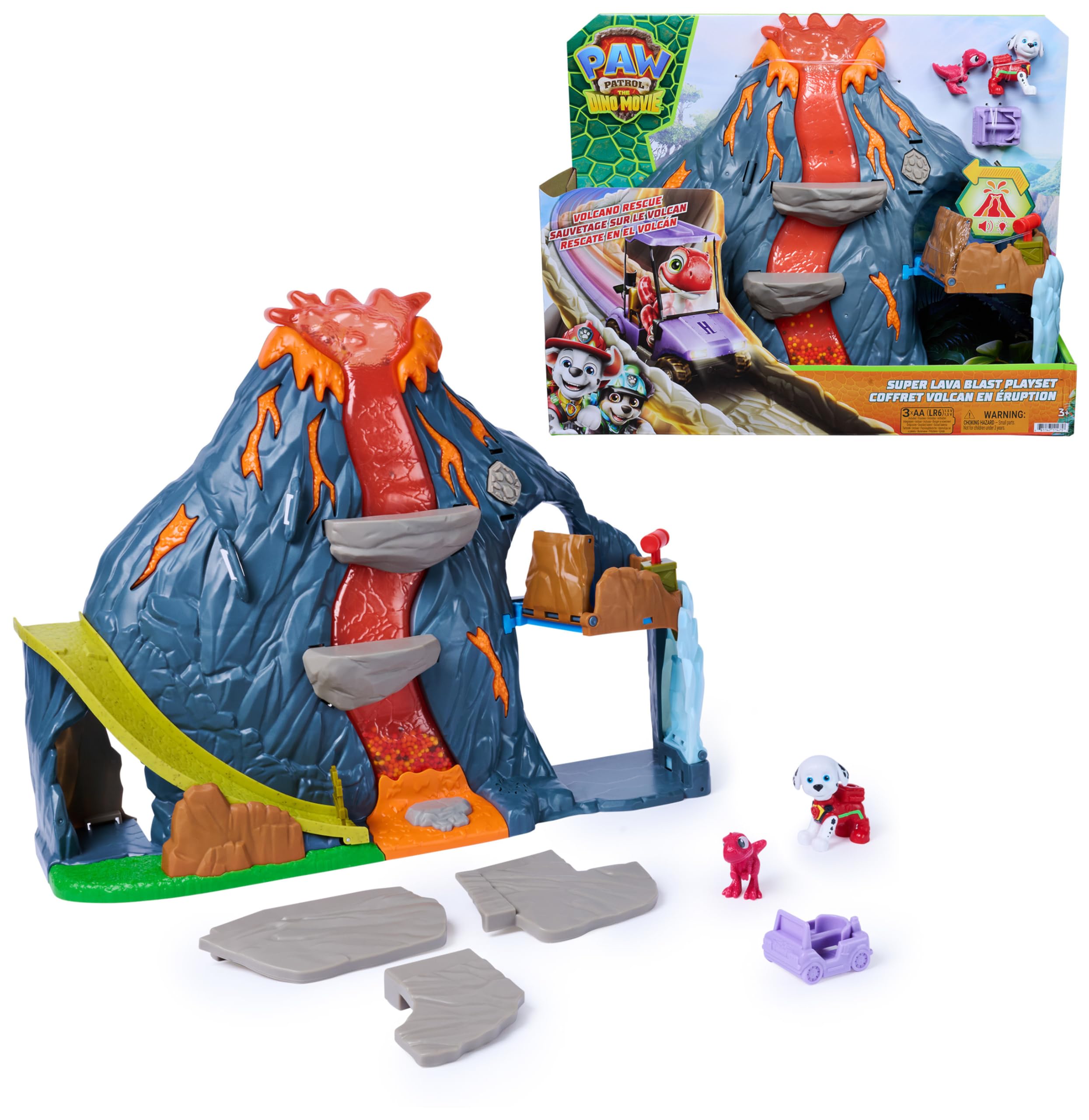 Paw Patrol: The Dino Movie, Super Lava Blast Volcano Playset with Lights and Sou