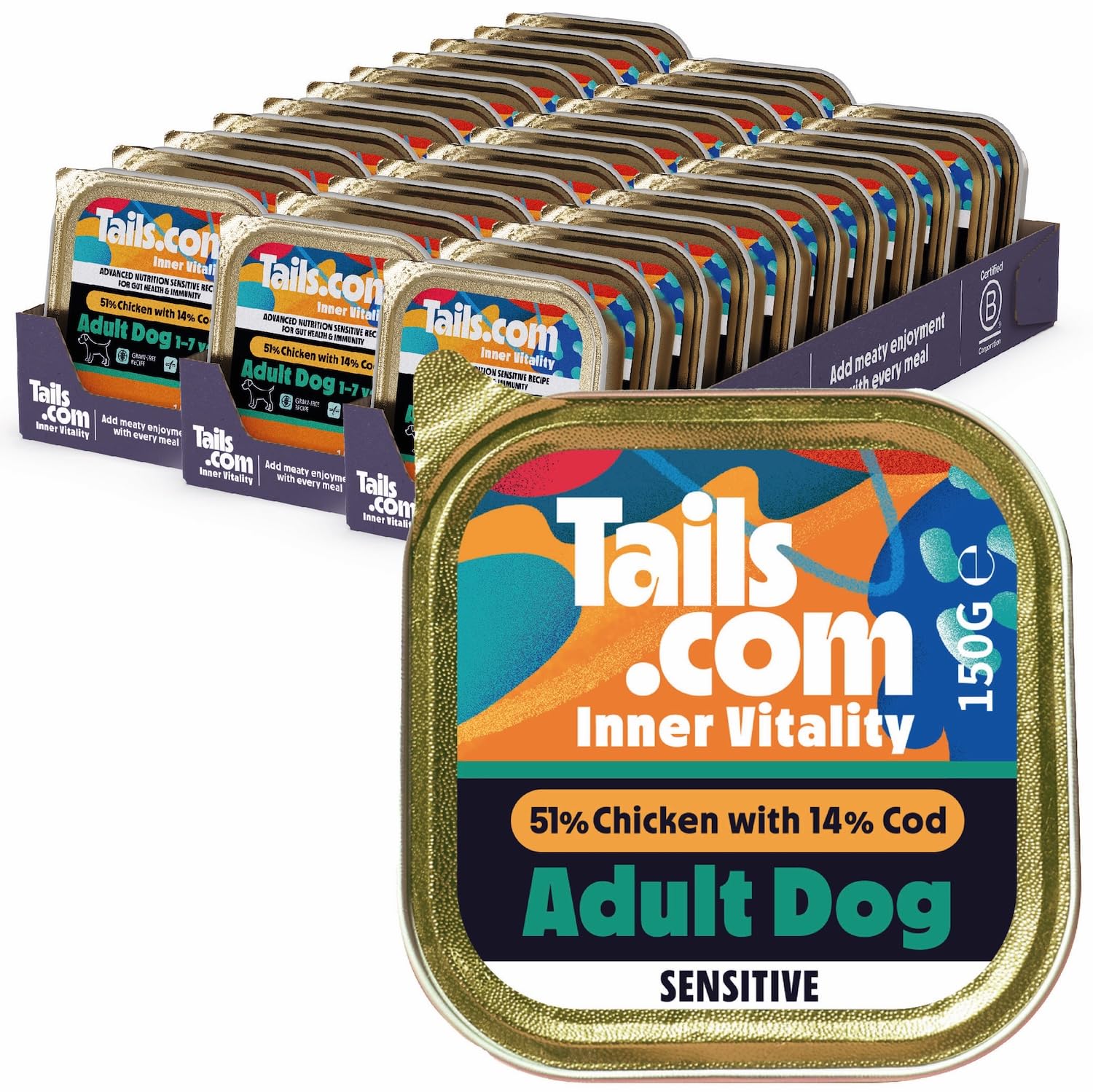 Tails.com • Wet Dog Food • 33x150g Sensitive Chicken & Cod • Adult