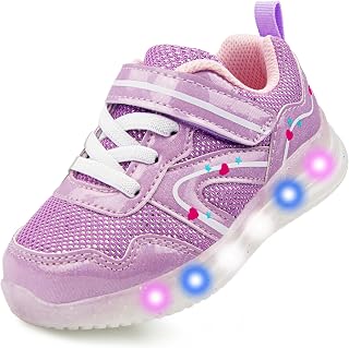 YESKIS Toddler Boys Girls Light Up Shoes LED Flashing Lightweight Mesh Breathable Adorable Running Sneakers for Toddler and Little Kid